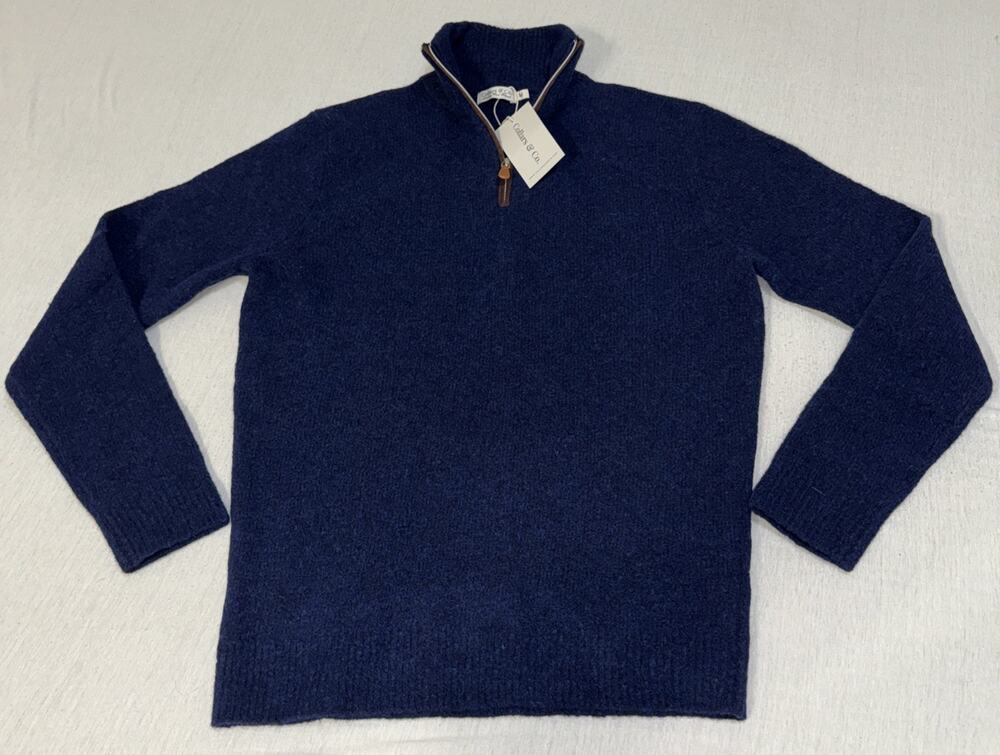 Collars & Co. Luxury Wool Blend Sweater 1/4 Zip Navy Blue Men’s Medium NWT